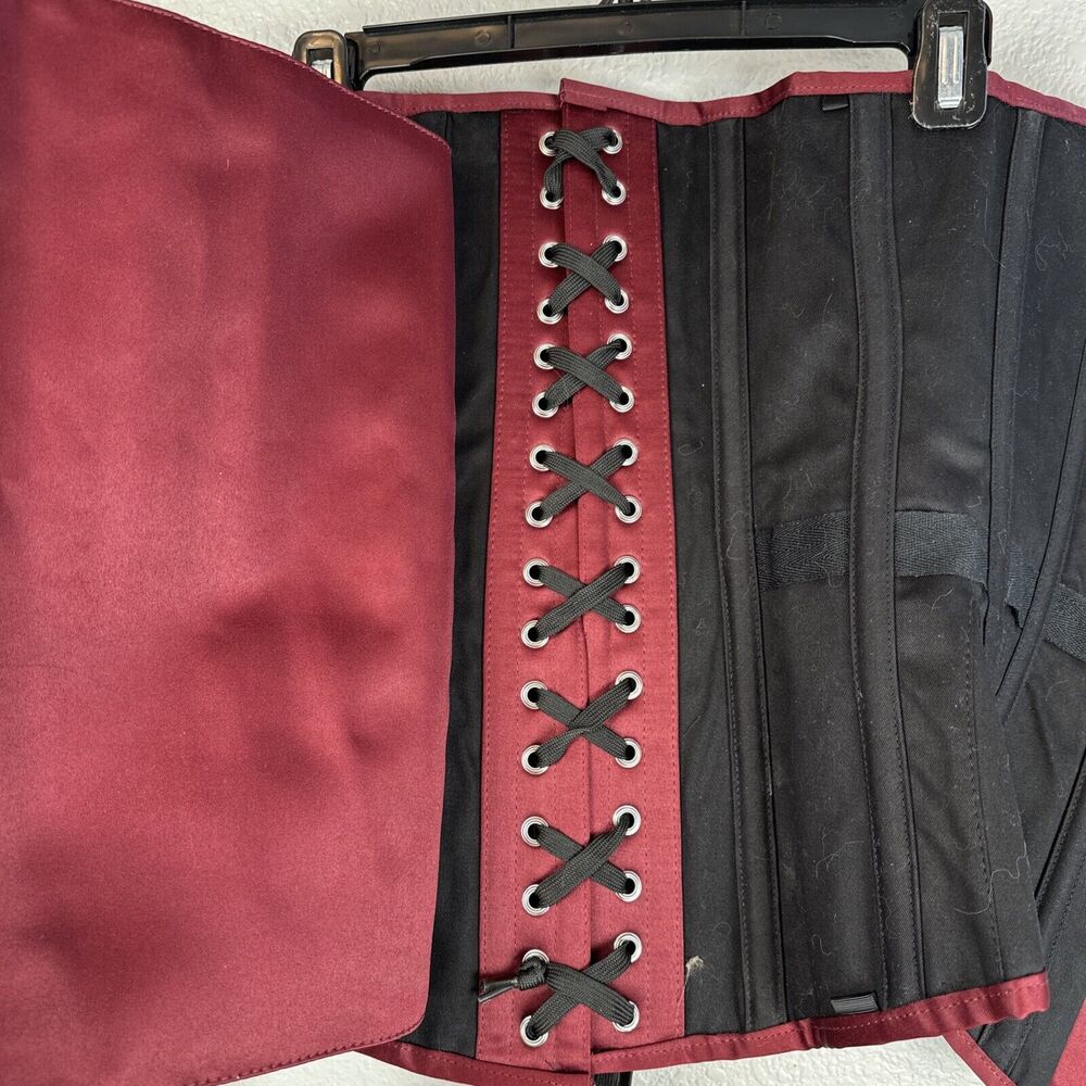 Strapless Burgundy Satin Corset Top - Picture 9 of 9